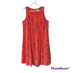 Old Navy Floral Rayon Maternity Tank Dress Sleeveless Red Orange Size M New